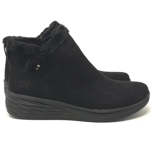 Ryka Nimbus Black Water Repellent Faux Fur Booties Size 9.5M